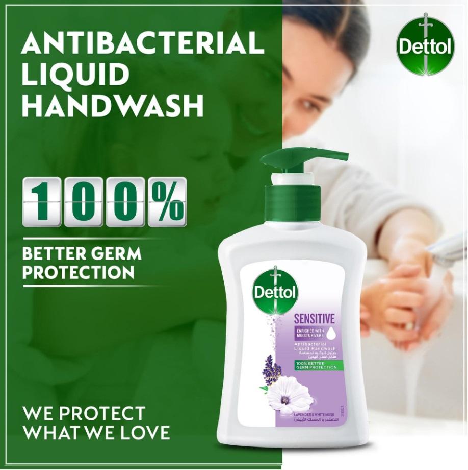 Dettol Sensitive Liquid Hand Wash Soap Pump, Lavender & White Musk Scent - 200 ml