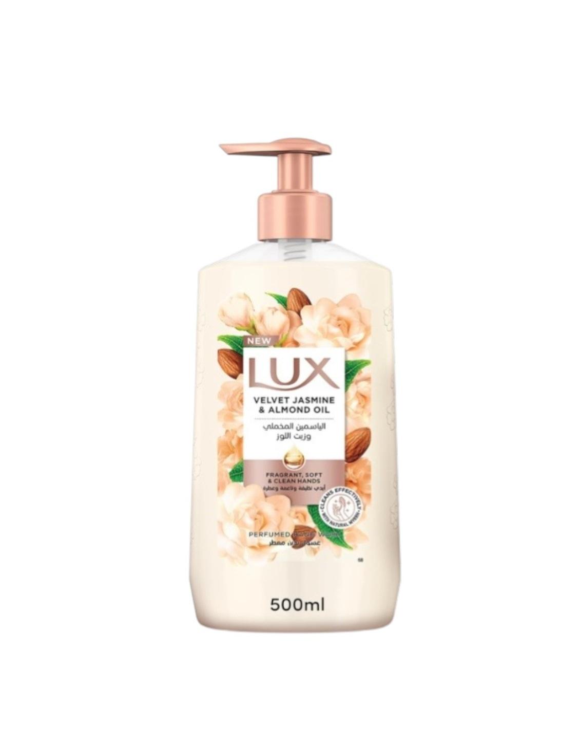 Lux Perfumed Hand Wash, Velvet Jasmine, with Almond Oil & Glycerin - 500 ml