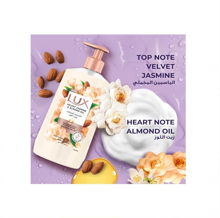 Lux Perfumed Hand Wash, Velvet Jasmine, with Almond Oil & Glycerin - 500 ml