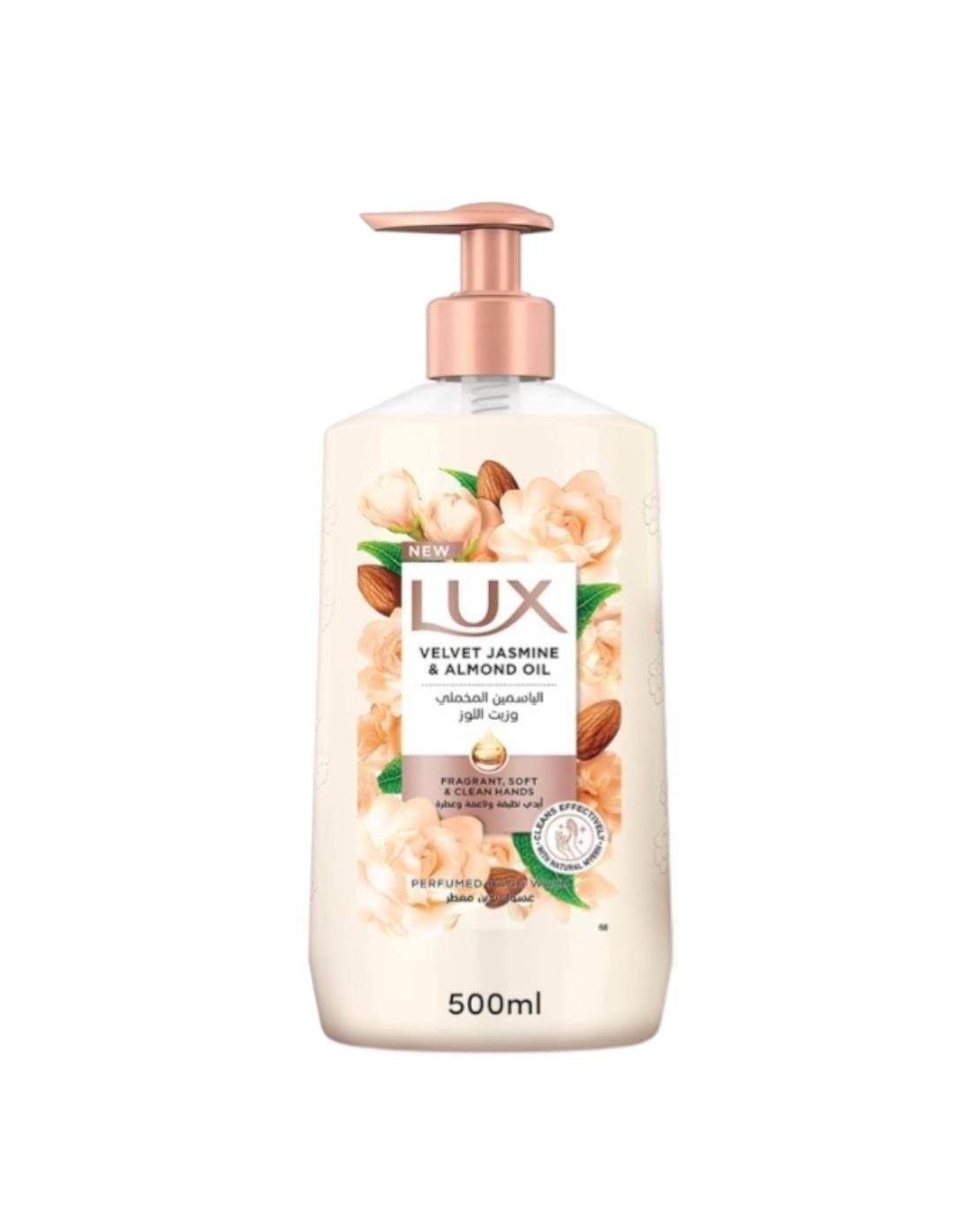 Lux Perfumed Hand Wash, Velvet Jasmine, with Almond Oil & Glycerin - 500 ml