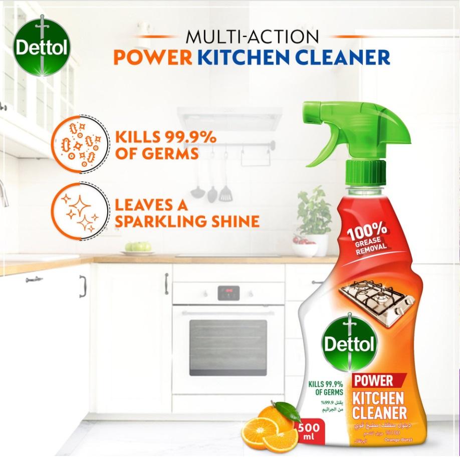Dettol Power Kitchen Cleaner Trigger Spray, Orange - 500 ml