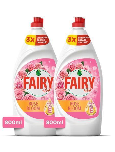 Fairy Rose Bloom, Dish Washing Liquid Soap - 800 ml (Dual Pack)