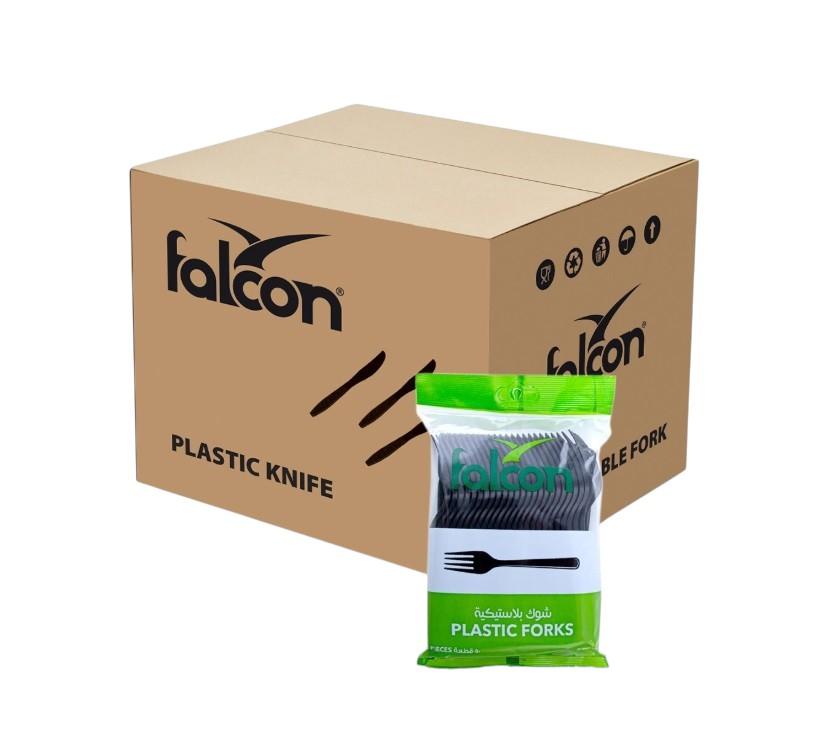 Falcon Heavy Duty Plastic Fork, Black - 50 pcs