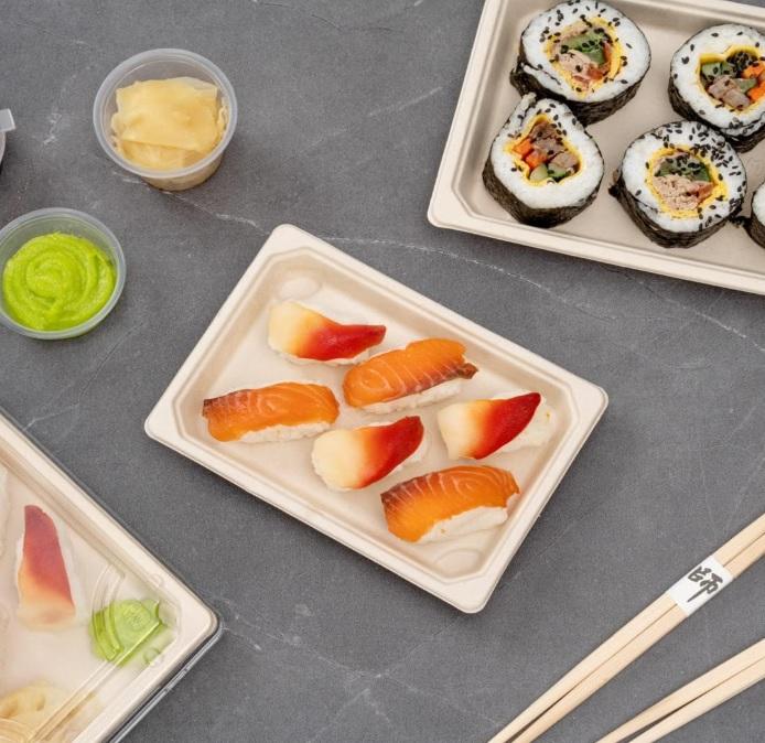 Falcon Bagasse Sushi Tray SS-15 - 50 pcs x 10