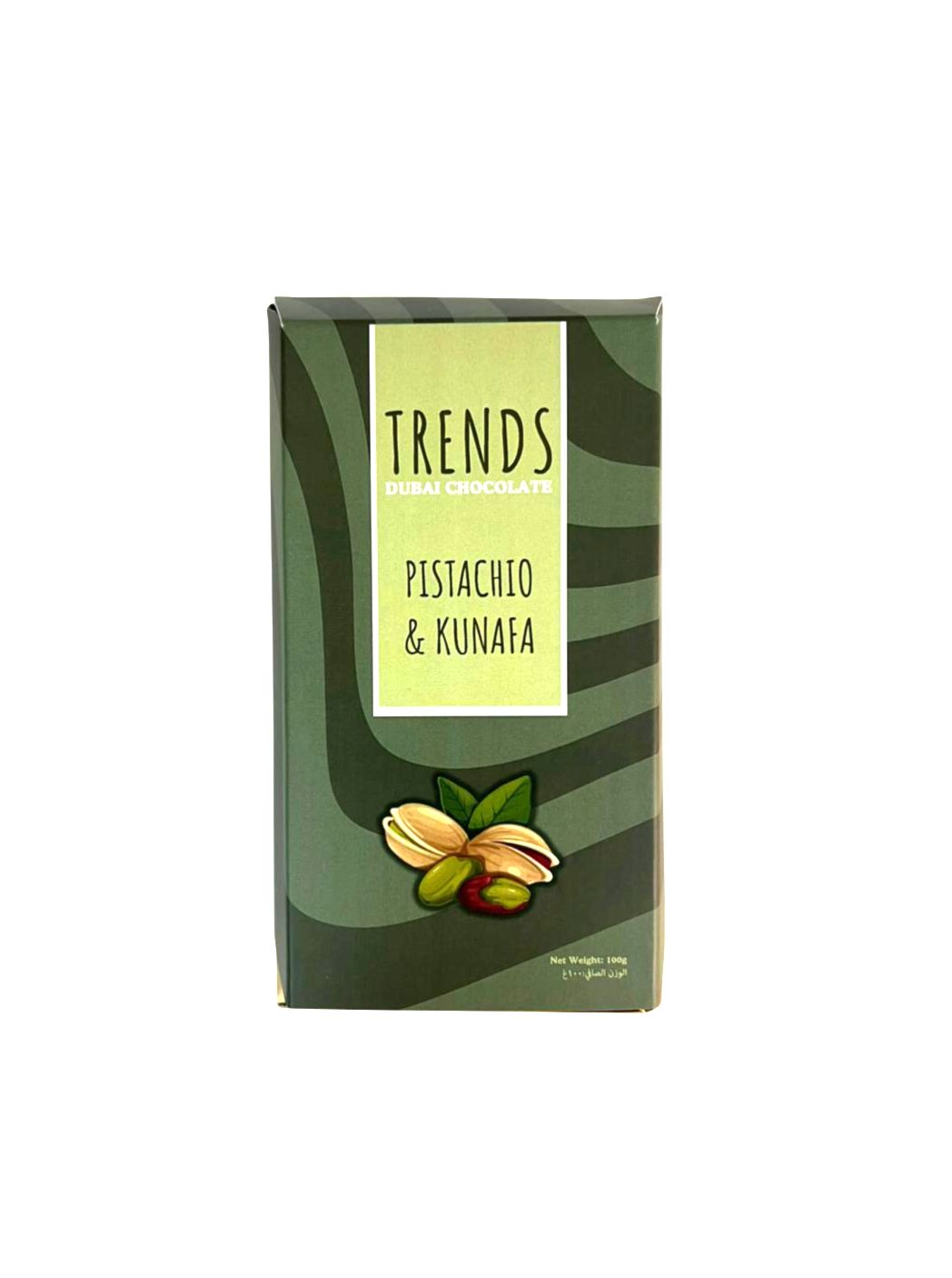 Trends Dubai Chocolate, Pistachio & Kunafa - 100g Box with Tray
