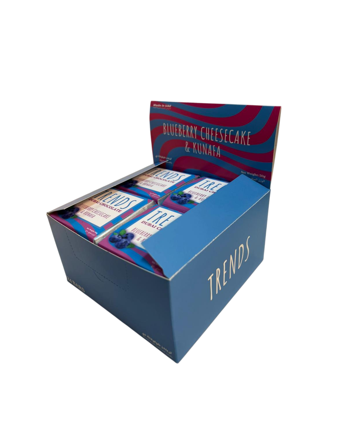 Trends Dubai Chocolate, Blueberry Cheesecake & Kunafa - 50g