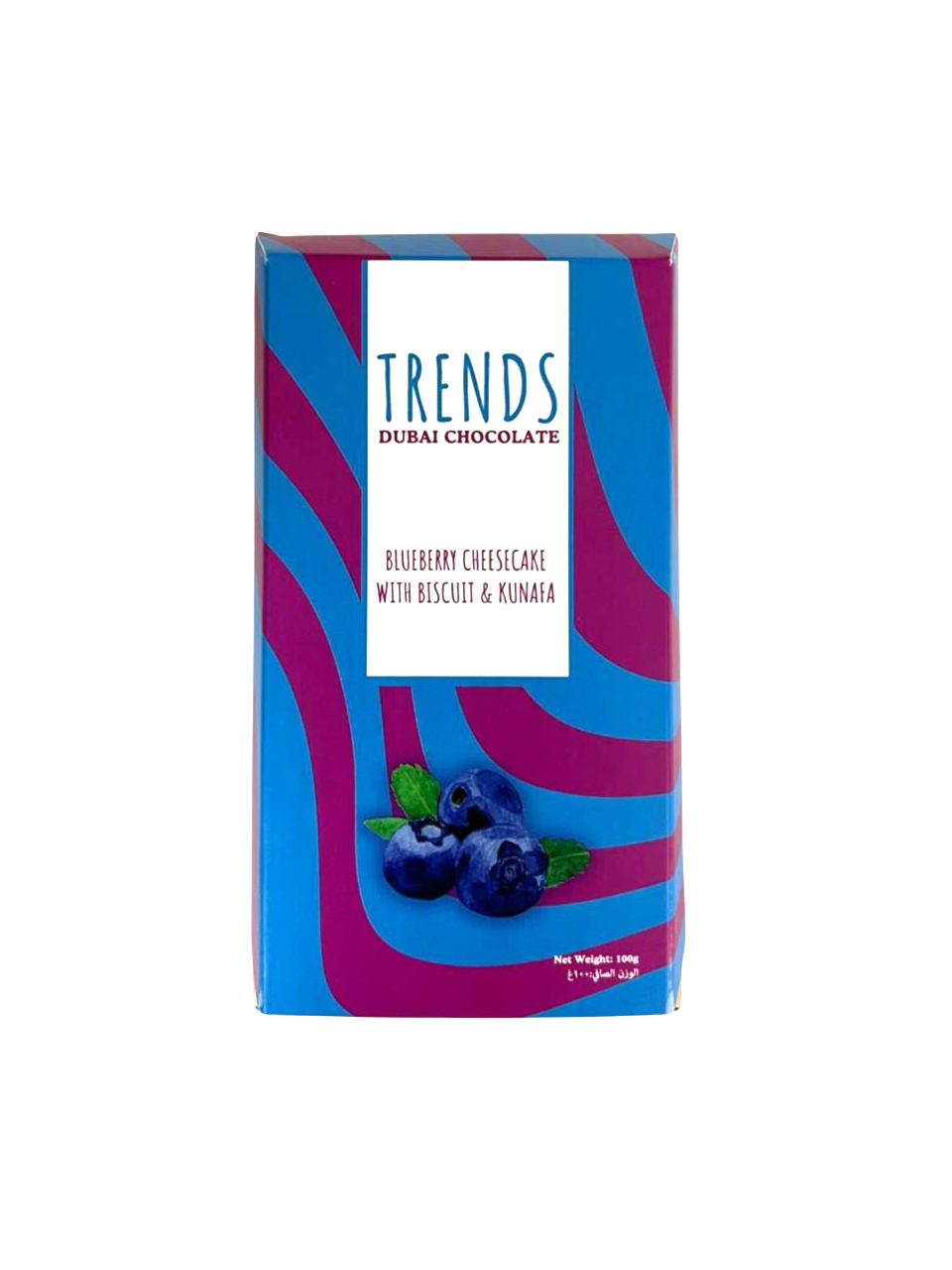 Trends Dubai Chocolate, Blueberry Cheesecake & Kunafa - 100g  Box with Tray