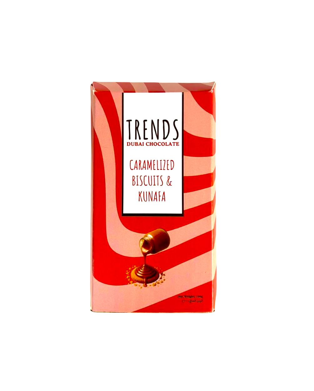 Trends Dubai Chocolate, Caramelized Biscuits & Kunafa - 100g Box with Tray