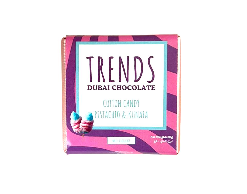 Trends Dubai Chocolate, Cotton Candy Pistachio & Kunafa - 50g
