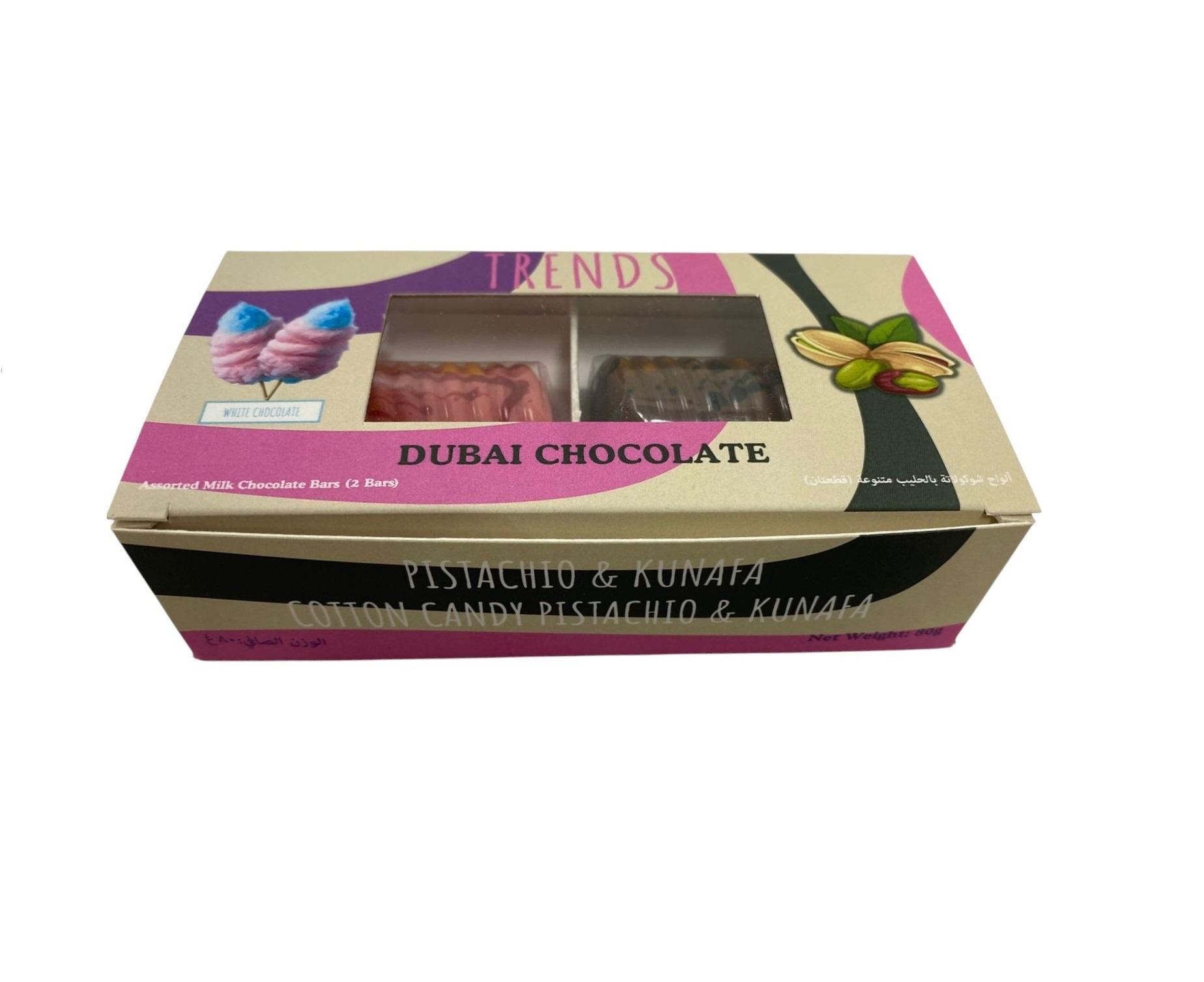 Trends Dubai Chocolate, Pistachio Kunafa & Cotton Candy Pistachio Kunafa - 80g (2x40g)