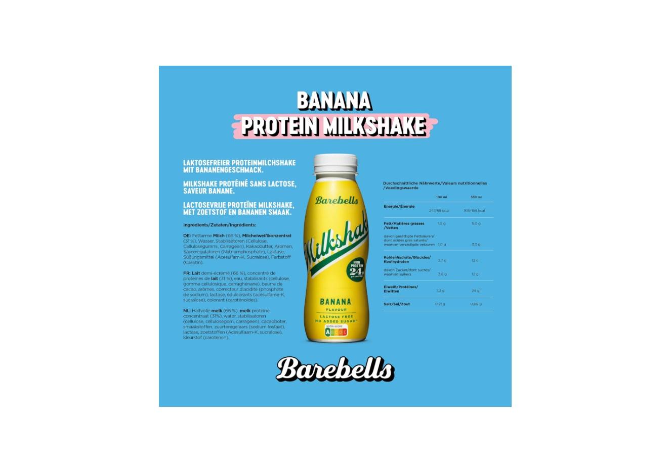 Barebells Protein Milkshake, Banana - 330 ml x 8