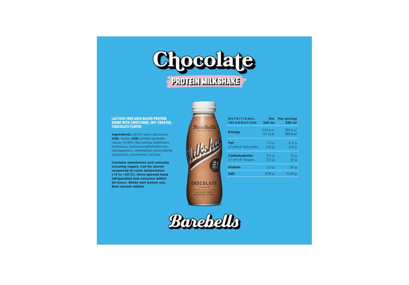 Barebells Protein Milkshake, Chocolate - 330 ml x 8
