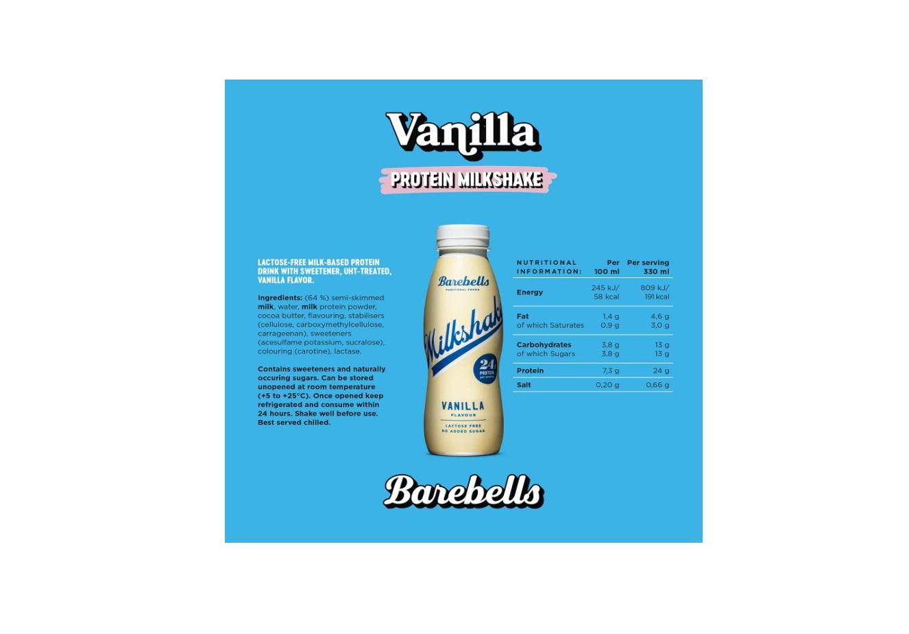 Barebells Protein Milkshake, Vanilla - 330 ml x 8
