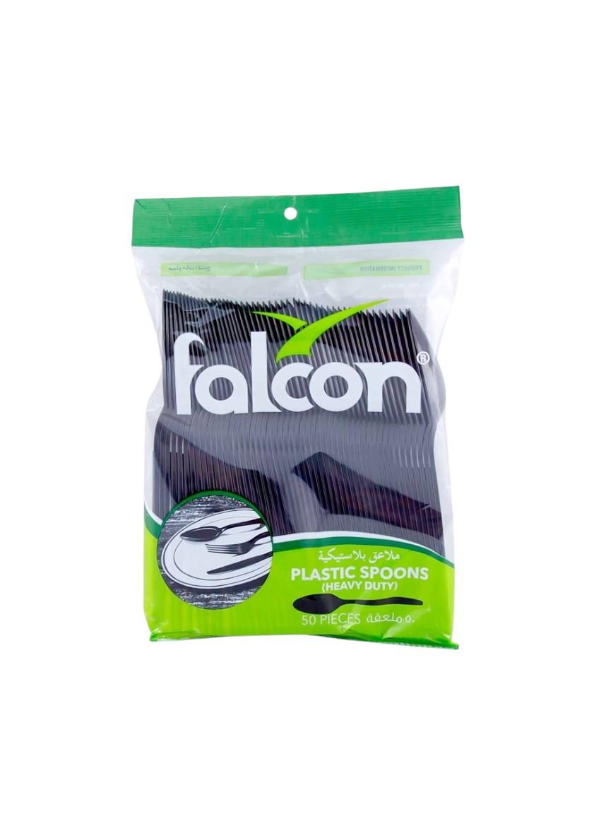 Falcon Heavy Duty Plastic Spoon, Black - 50 pcs