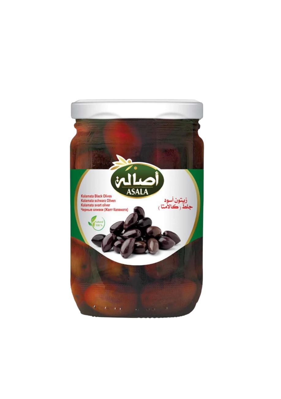 Asala Kalamata Black Olives (Jelet), Glass Bottle - 400g