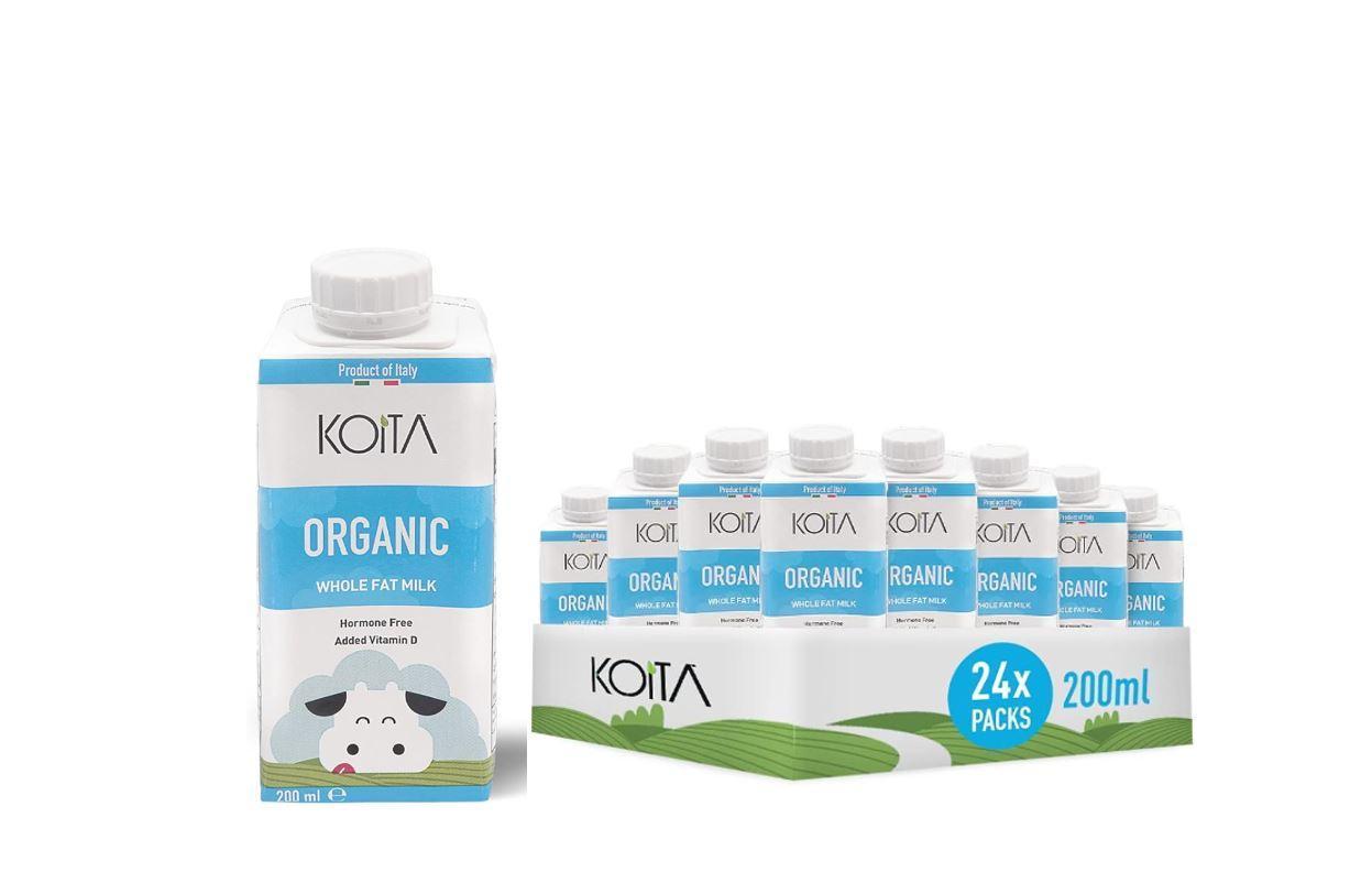 Koita Organic Milk, Whole Fat - 200 ml x 24