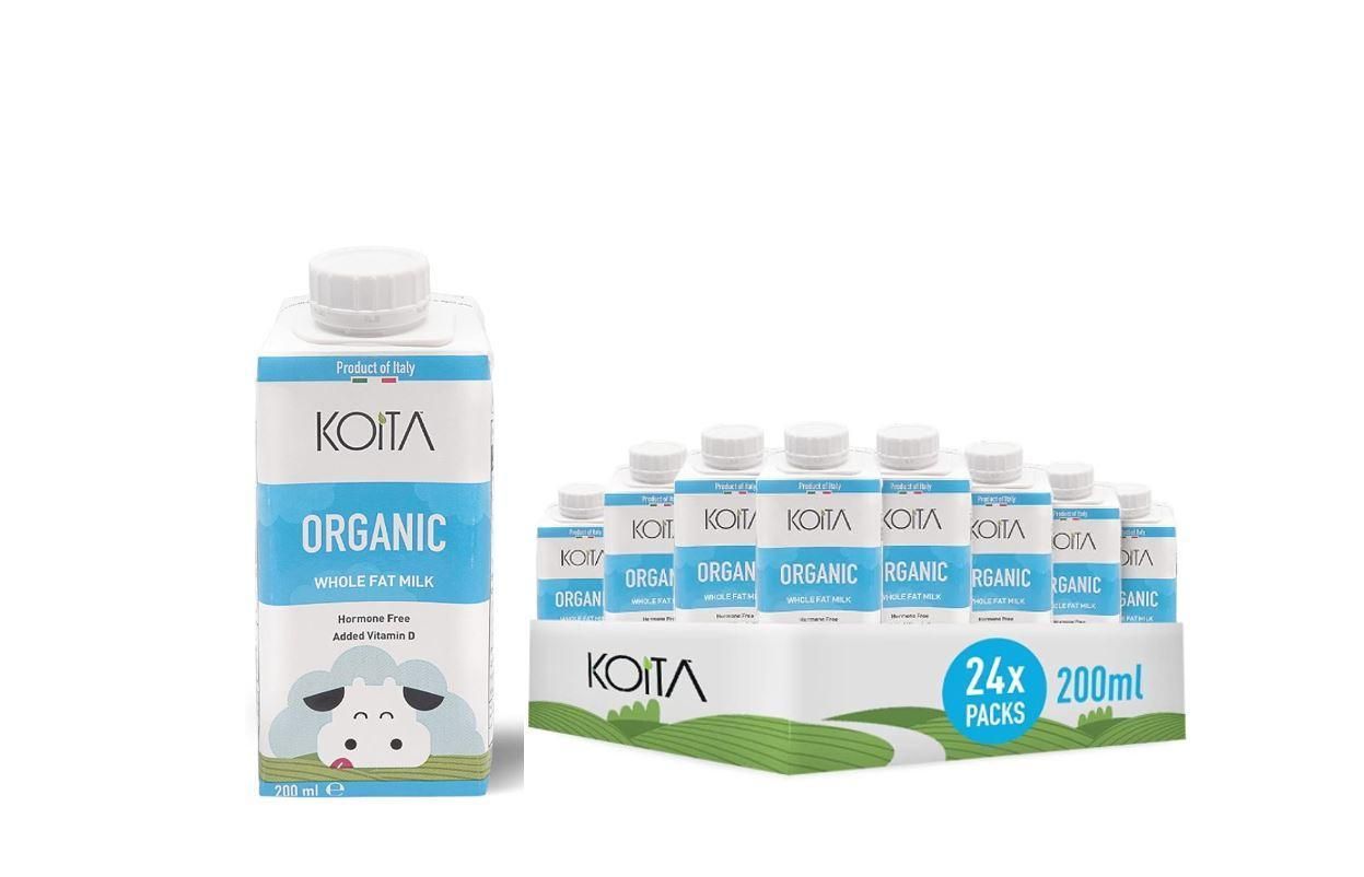 Koita Organic Milk, Whole Fat - 200 ml x 24