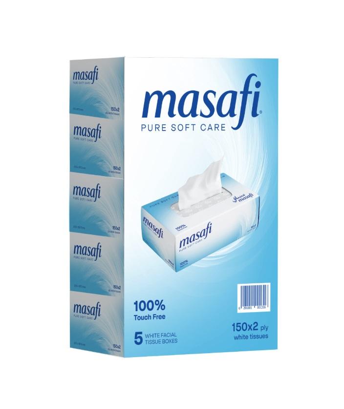 Masafi Facial Tissue, 2 Ply, 150 Sheets - Pack of 5