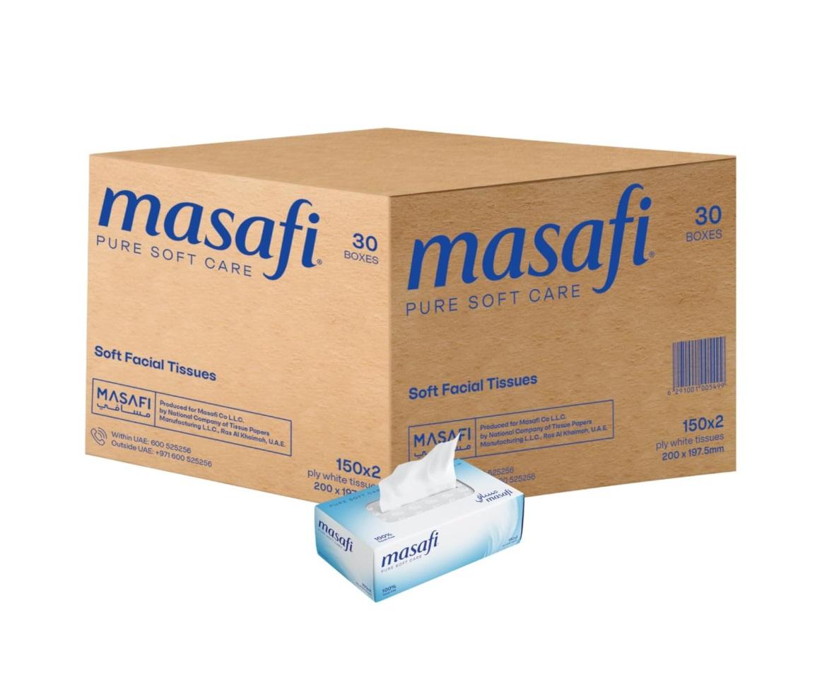 Masafi Facial Tissue, 2 Ply, 150 Sheets - Pack of 5