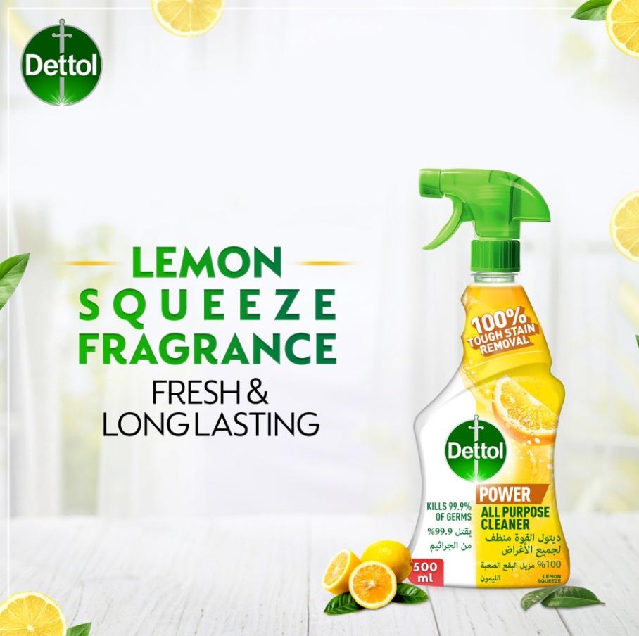 Dettol Power All Purpose Cleaner Trigger Spray, Lemon Squeeze - 500 ml