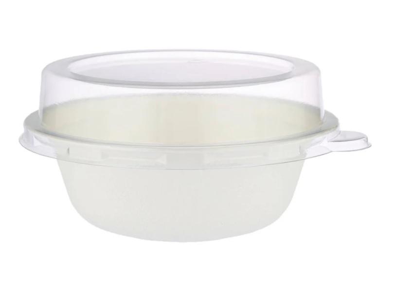 Sugarcane Bagasse Bowl White with PET lid - 32 oz