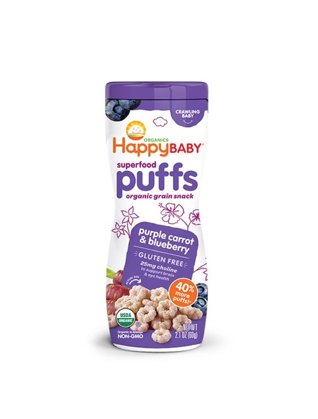 Happy Family Organics Superfood Puffs Purple Carrot and Blueberry - 60g