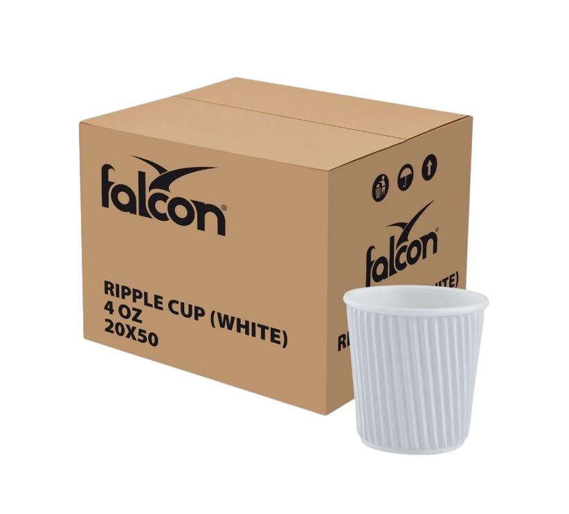 Falcon Paper Cup Ripple White, 4 oz - 25 pcs