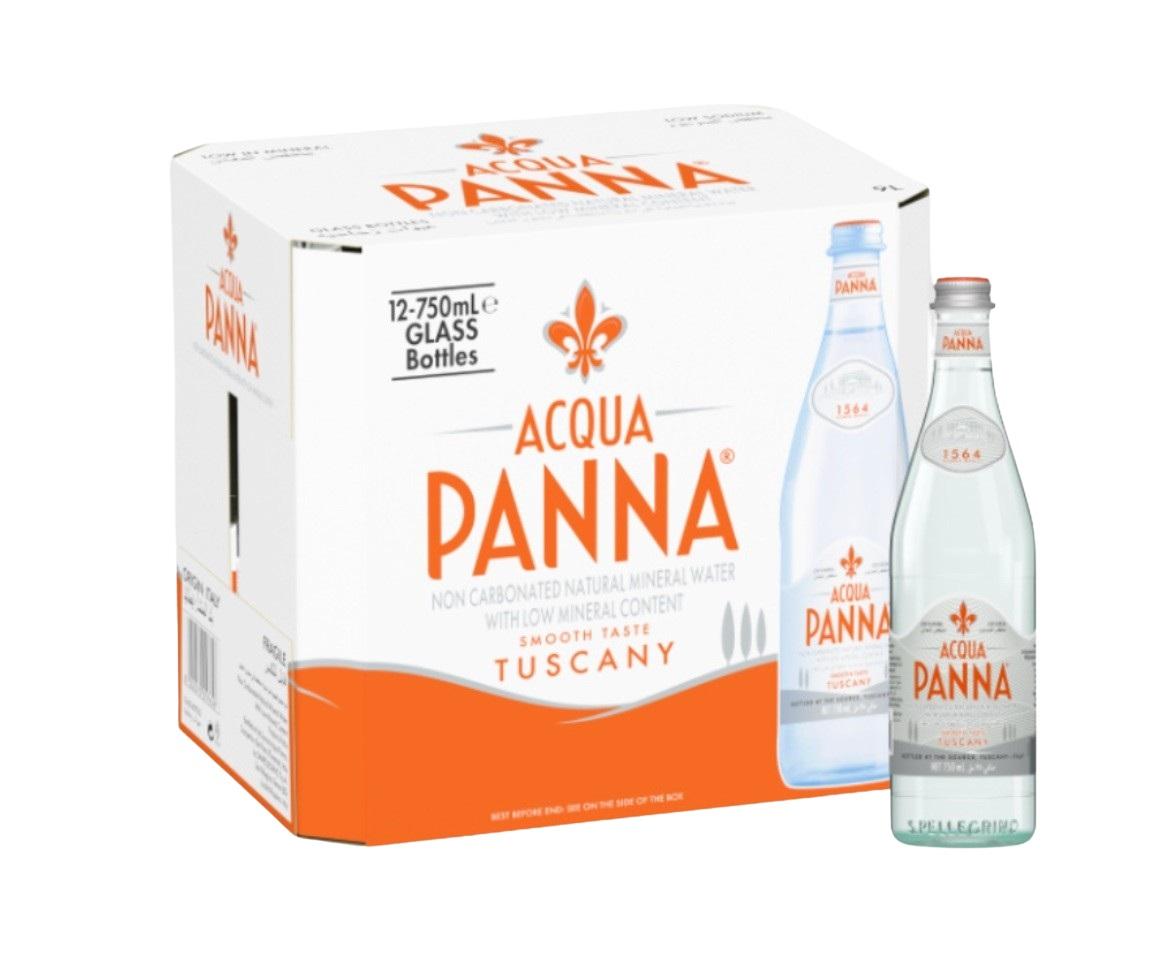 Acqua Panna Mineral Water, Glass Bottles - 750 ml x 12