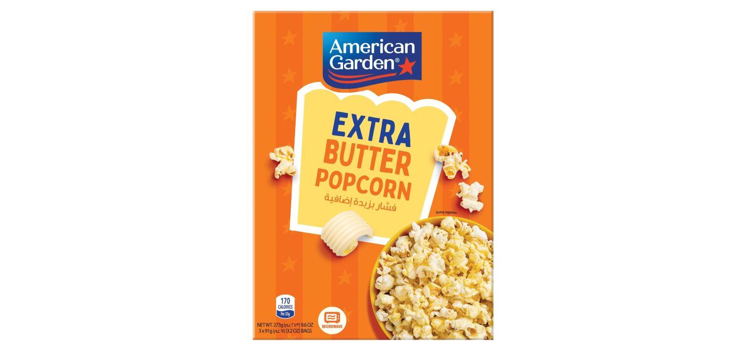 American Garden Microwave Popcorn, Extra Butter - 3.2 oz x 3
