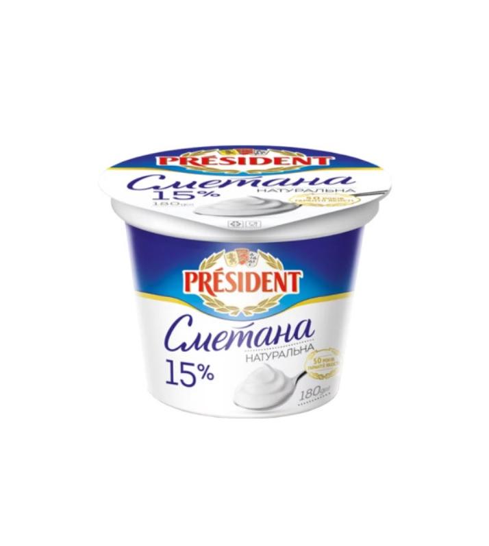 President Sour Cream, 15% Fat - 180g