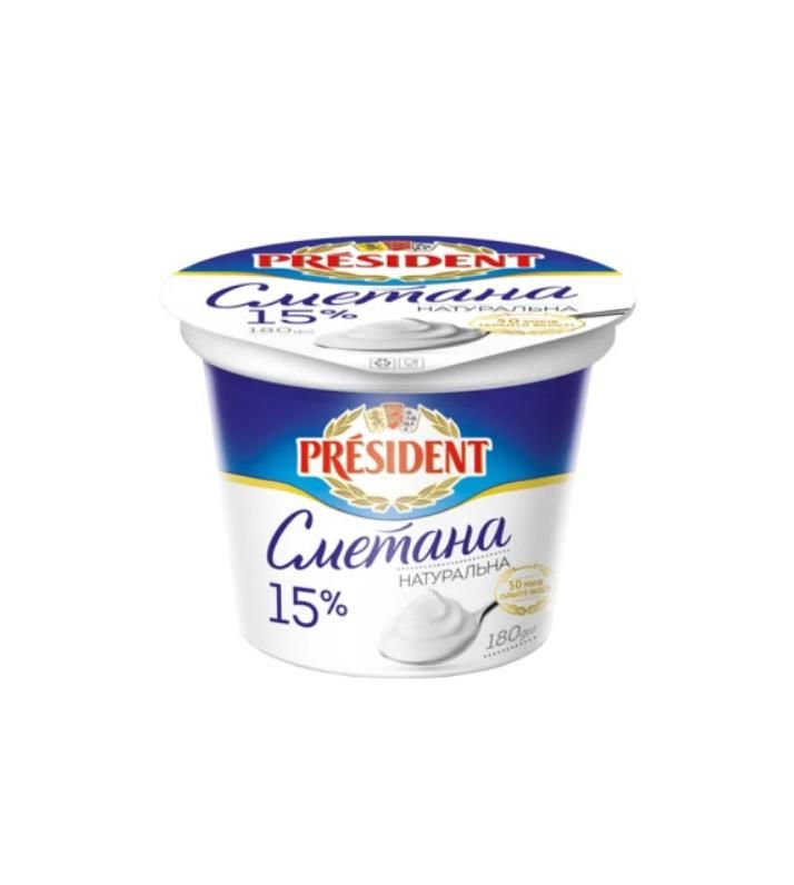 President Sour Cream, 15% Fat - 180g