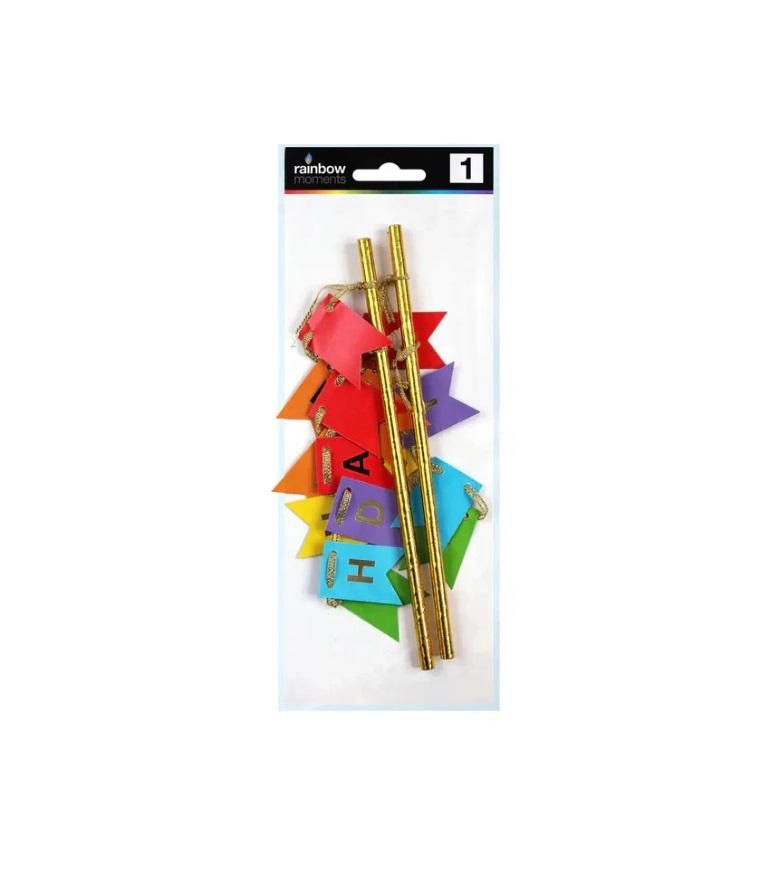 Rainbow Moments 'Happy Birthday' Cake Bunting - 1 Piece Pack