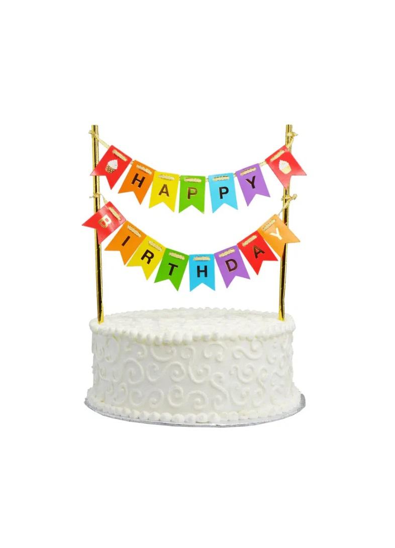 Rainbow Moments 'Happy Birthday' Cake Bunting - 1 Piece Pack