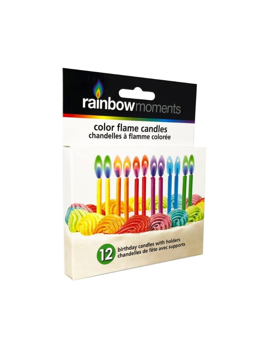 Rainbow Moments 6 Color Rainbow Theme Candles - Set of 12