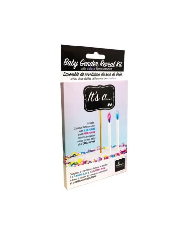 Rainbow Moments 'Its A..' Baby Gender Reveal Cake Topper Candles - 1 Pink & 1 Blue
