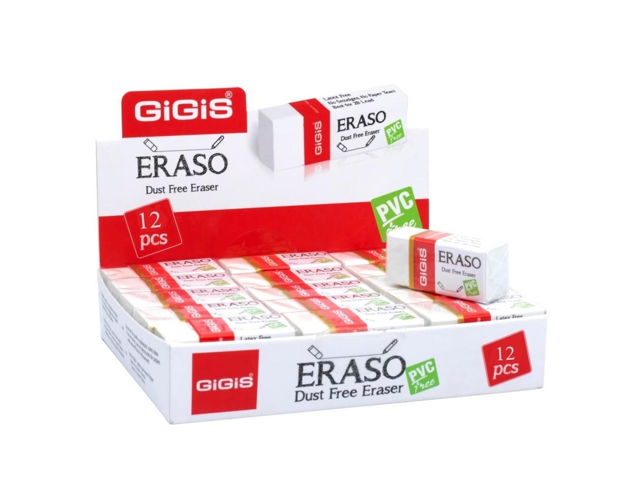 GIGIS Eraso Dust Free Eraser, Medium - Pack of 12