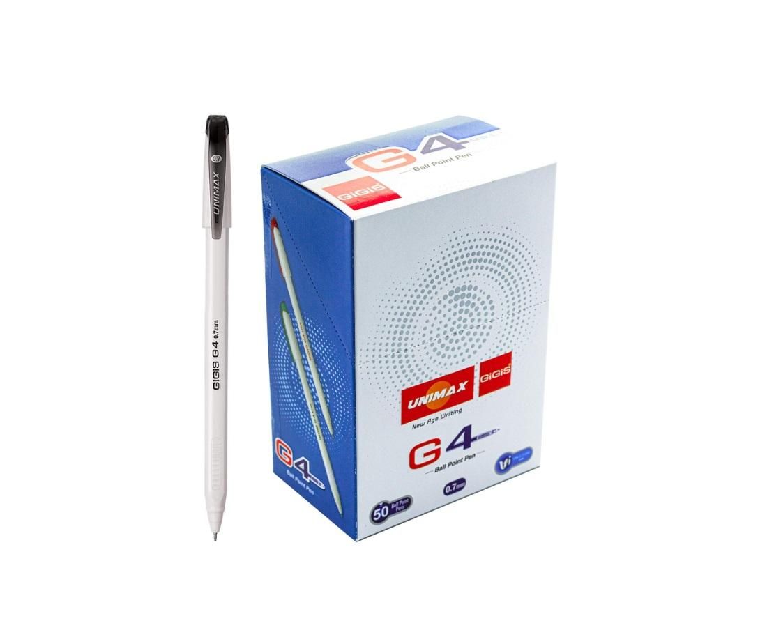 GIGIS G4 Unimax Ballpen, 07 mm, Ballpoint, Black - Pack of 50