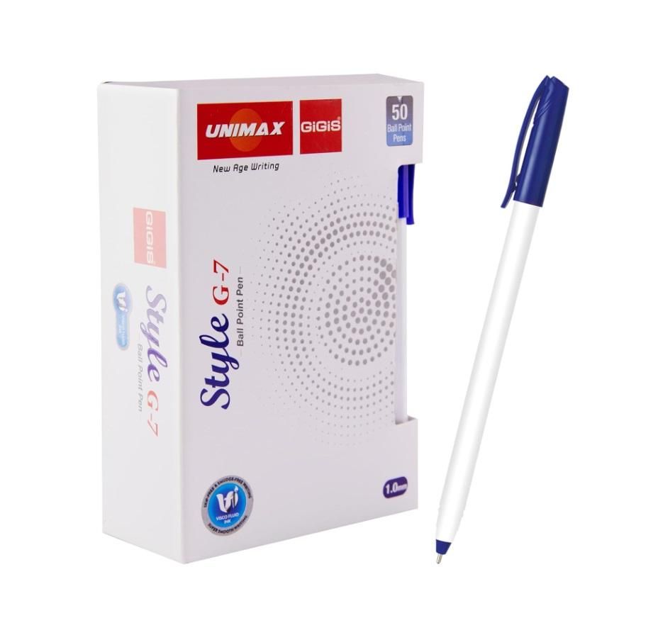 GIGIS Unimax Style G-7, 1.00 mm Ballpen, Blue - Pack of 50
