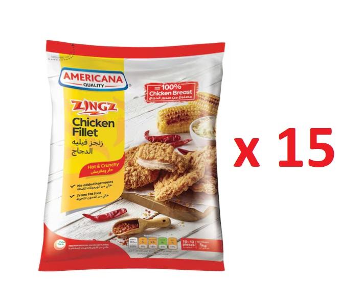 Americana Chicken Fillet (Zingz) Hot & Crunchy - 1 kg x 15