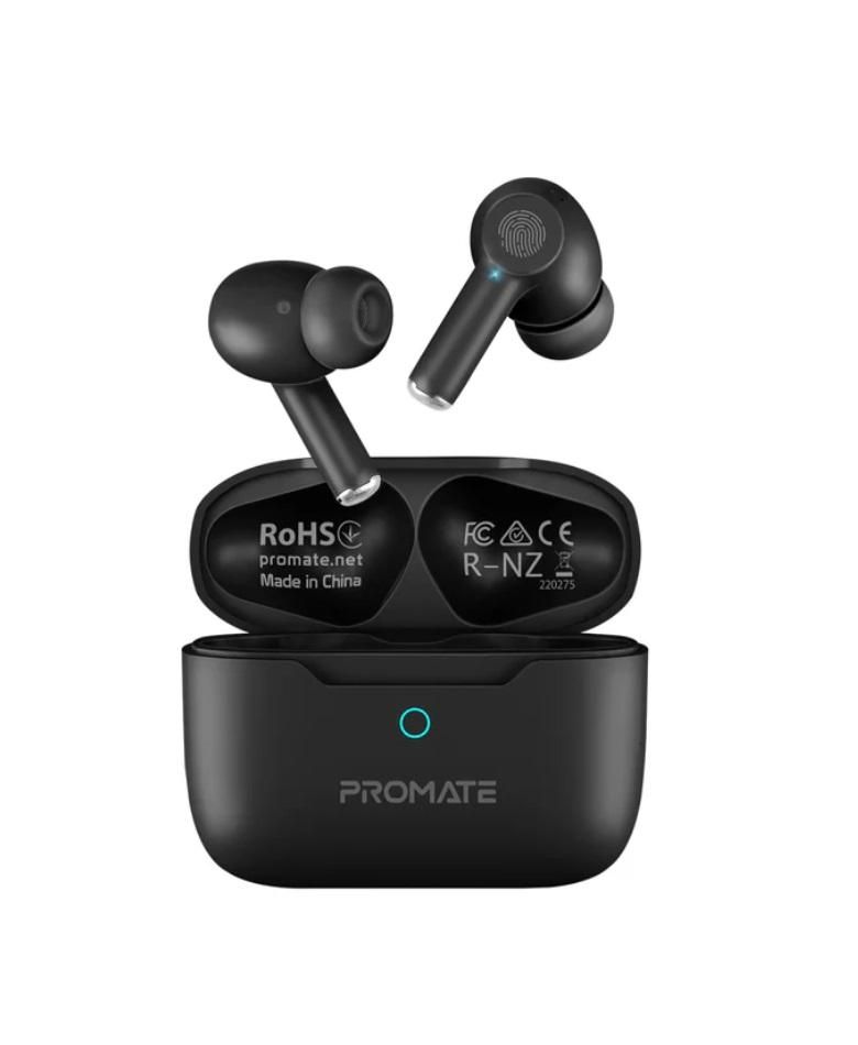 Promate ProPods High-Definition ANC TWS Earphones with intellitouch, Black