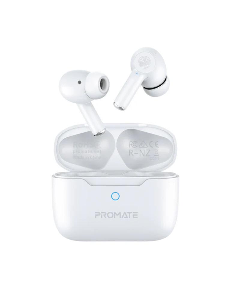 Promate ProPods High-Definition ANC TWS Earphones with intellitouch, White