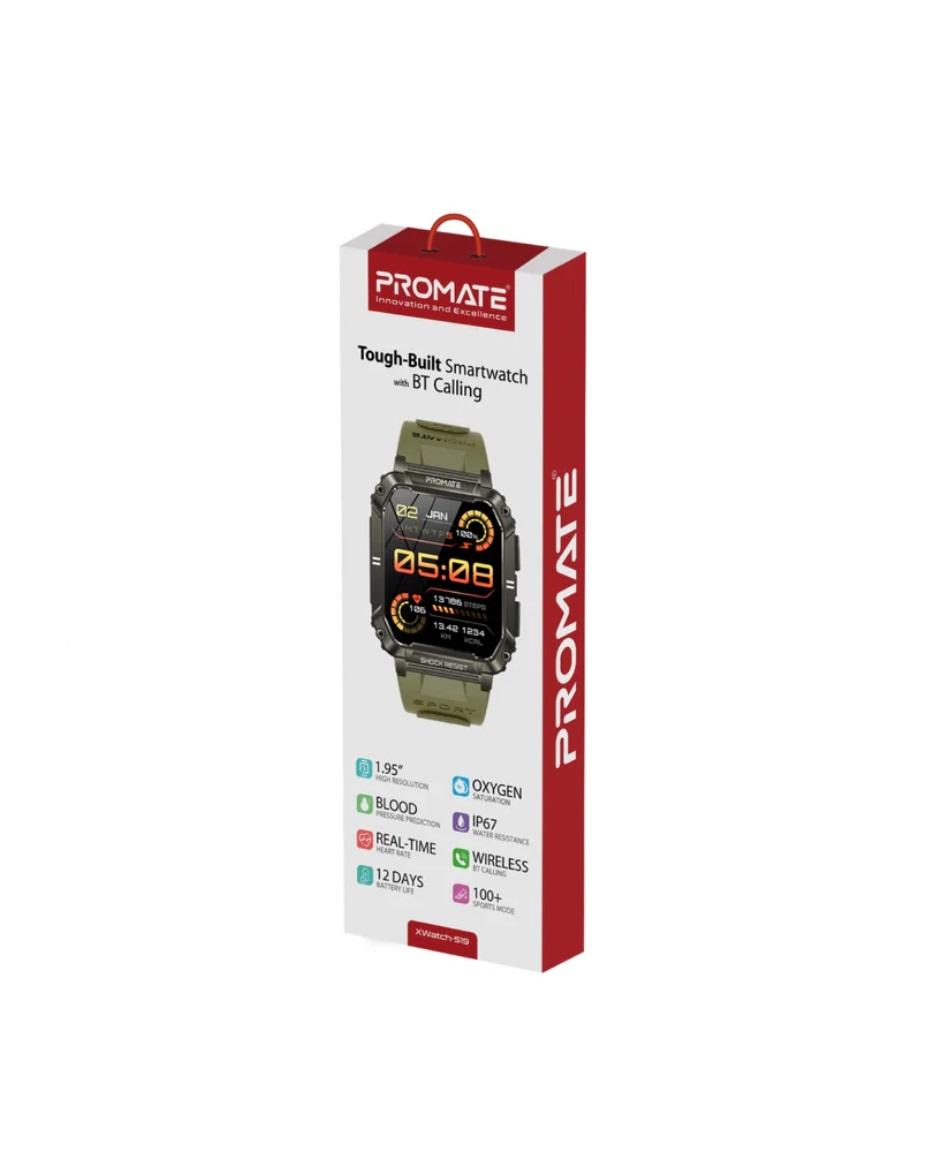 Promate XWatch-S19, ActivLife™ Smartwatch with Wireless BT Calling, Mid Night Green