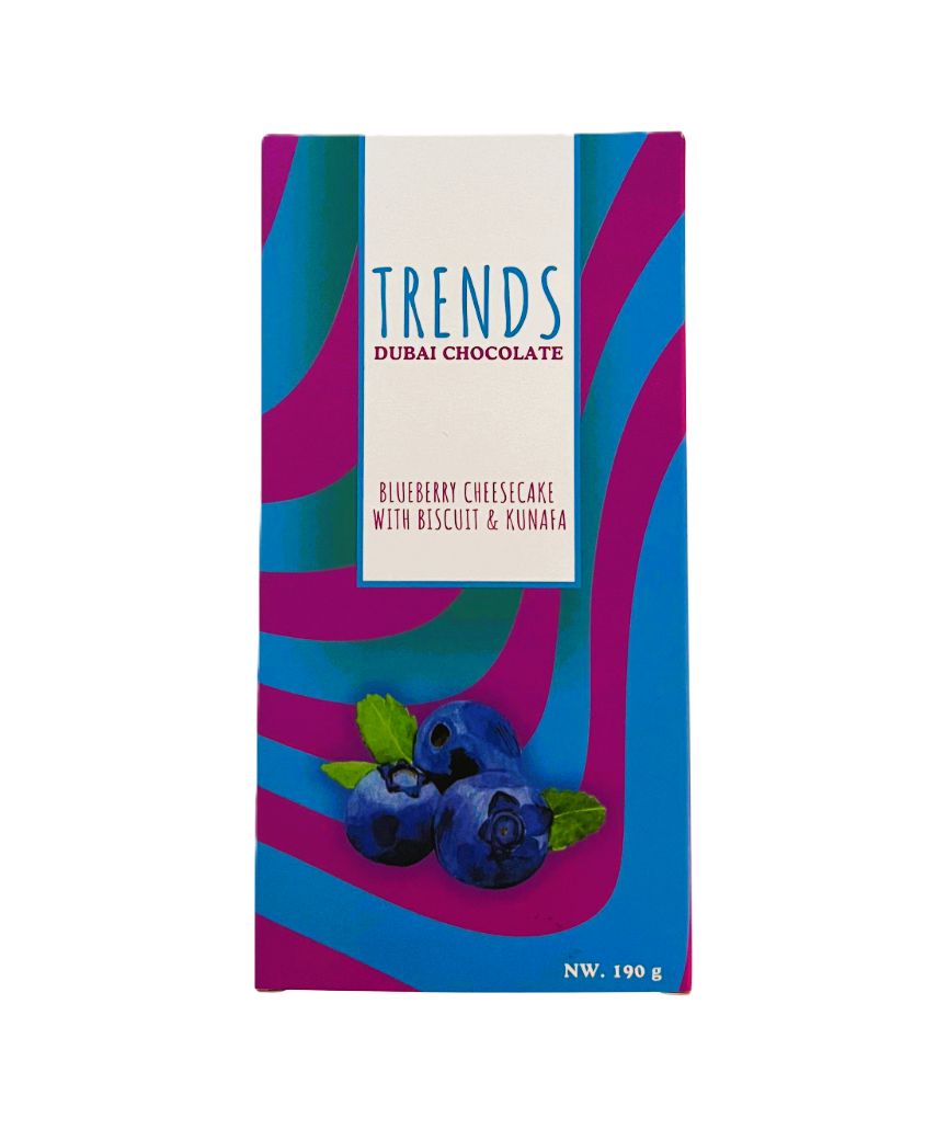 Trends Dubai Chocolate, Blueberry Cheesecake with Biscuits & Kunafa - 190g