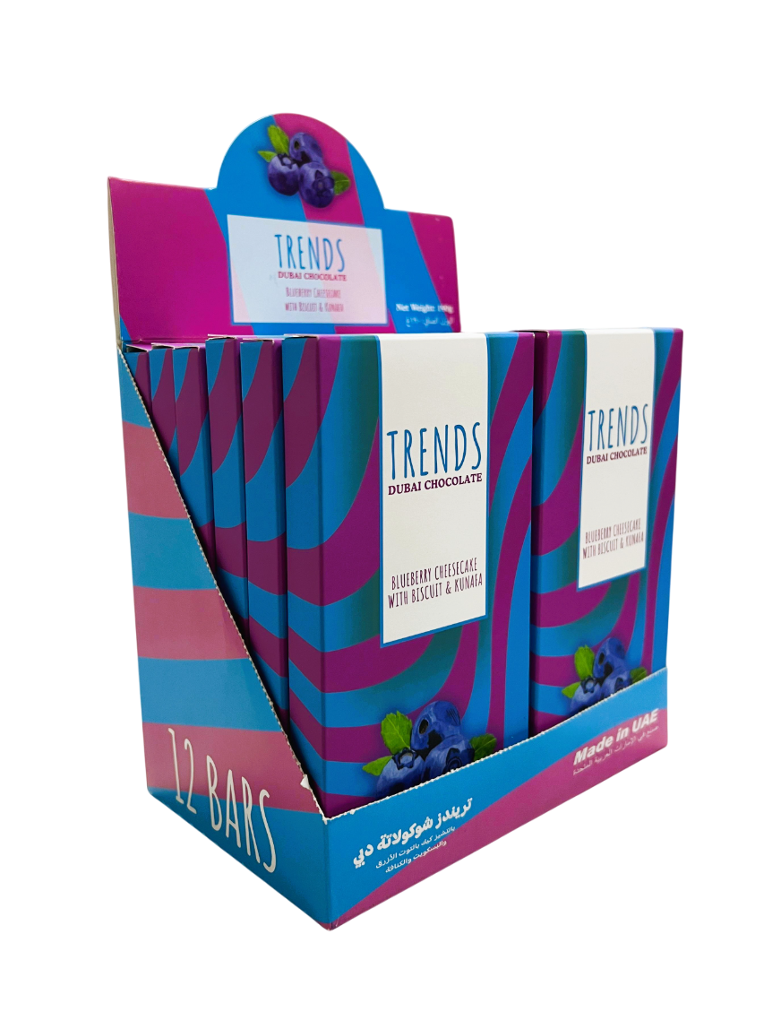 Trends Dubai Chocolate, Blueberry Cheesecake with Biscuits & Kunafa - 190g