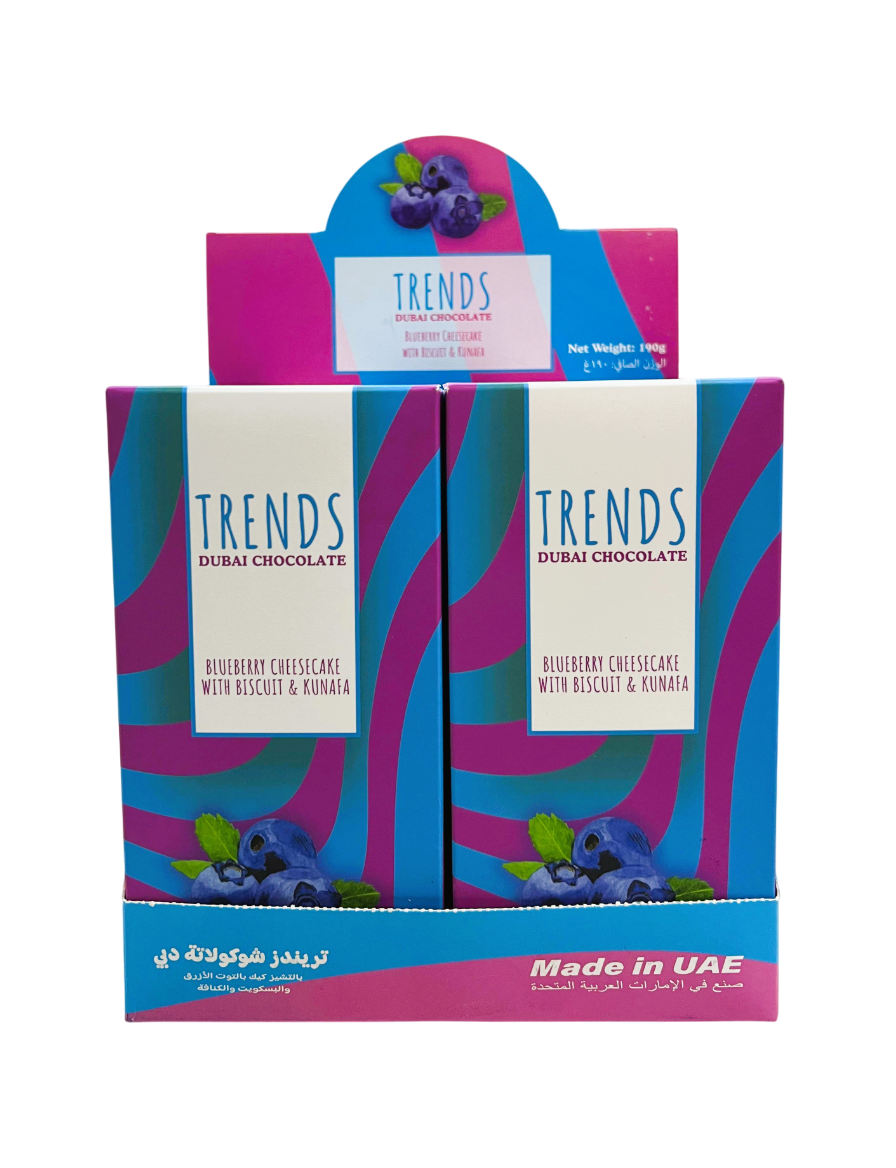 Trends Dubai Chocolate, Blueberry Cheesecake with Biscuits & Kunafa - 190g