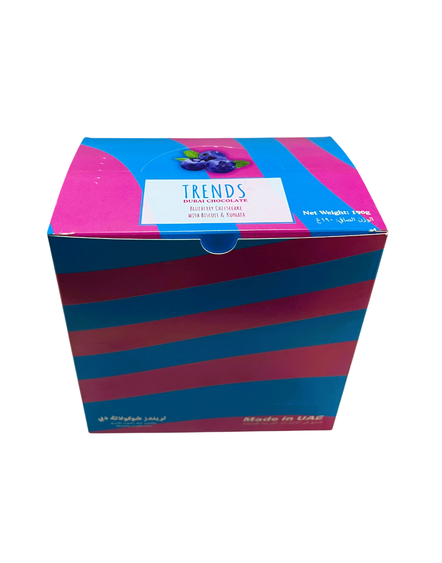 Trends Dubai Chocolate, Blueberry Cheesecake with Biscuits & Kunafa - 190g