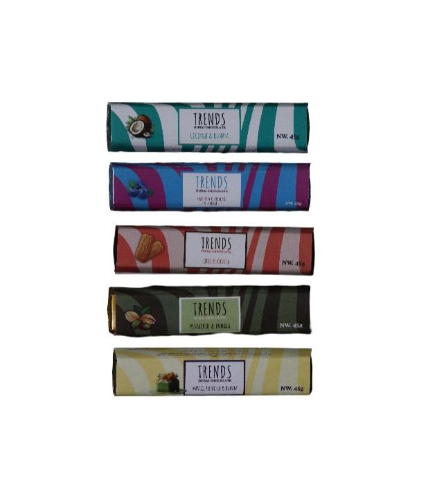 Trends Dubai Chocolate, Assorted Flavours - 45g (Pack of 5)