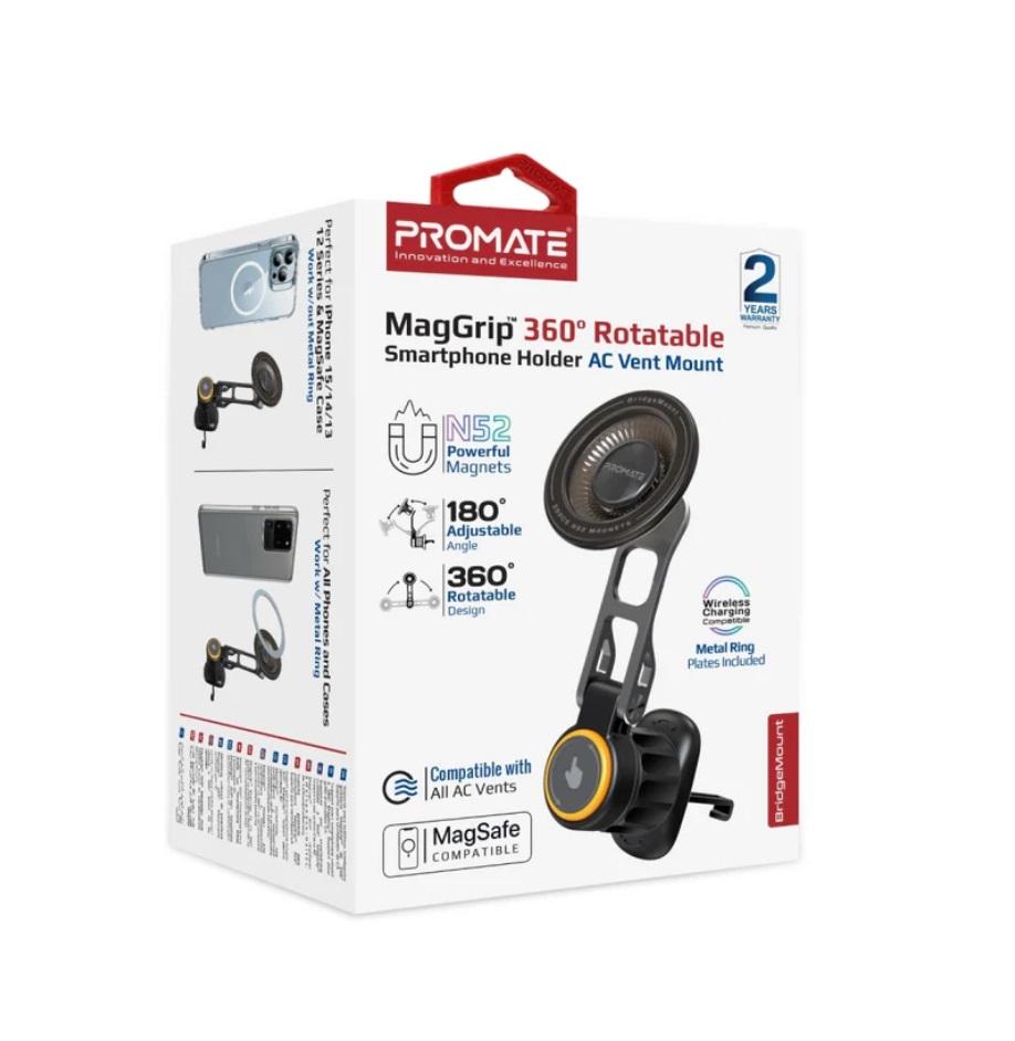 Promate BridgeMount, MagGrip™ 360° Rotatable Smartphone Holder AC Vent Mount