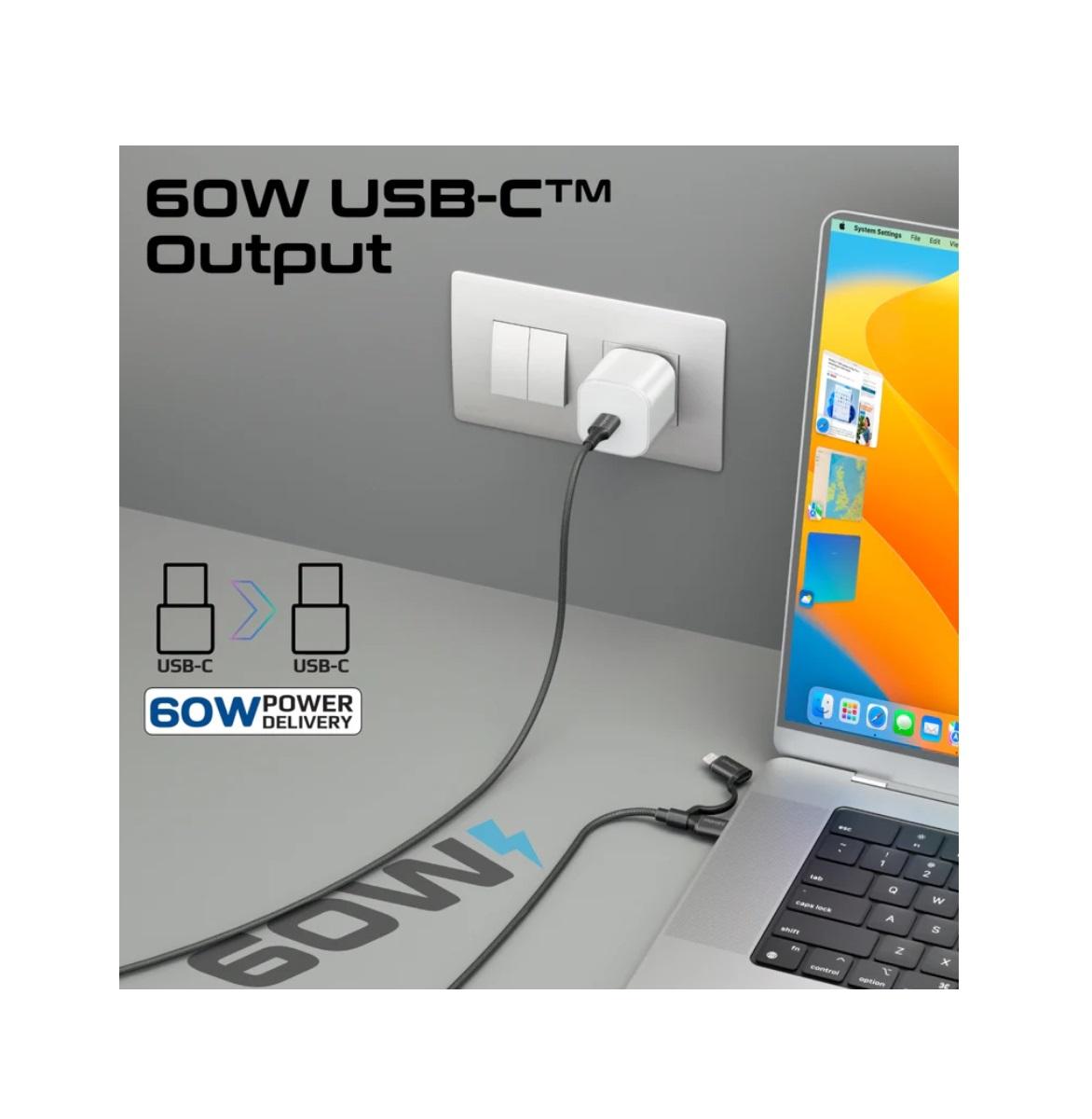 Promate PowerLink-CCi, High Tensile Strength 60W High-Speed Multi-Device Charging Cable, Black