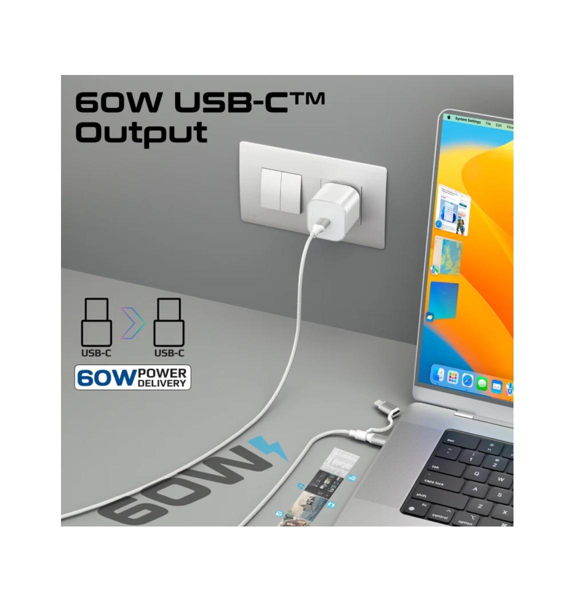 Promate PowerLink-CCi, High Tensile Strength 60W High-Speed Multi-Device Charging Cable, White